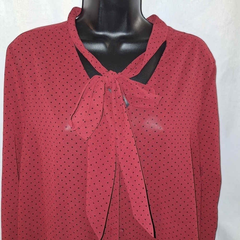Red Notched Collar Blouse - Picture 4 of 8
